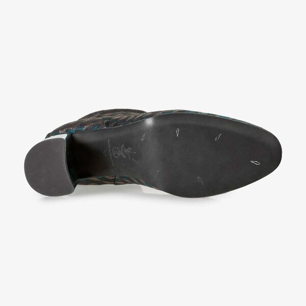 Green ankle boots with graphic print