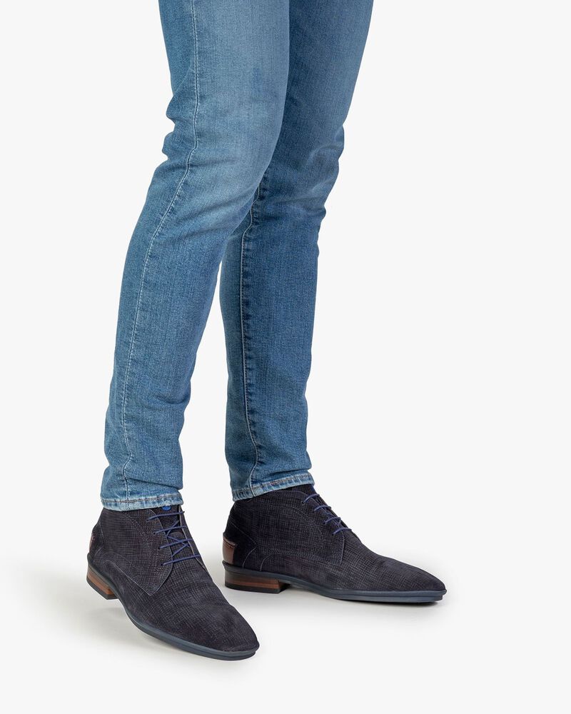 Boot printed suede leather blue