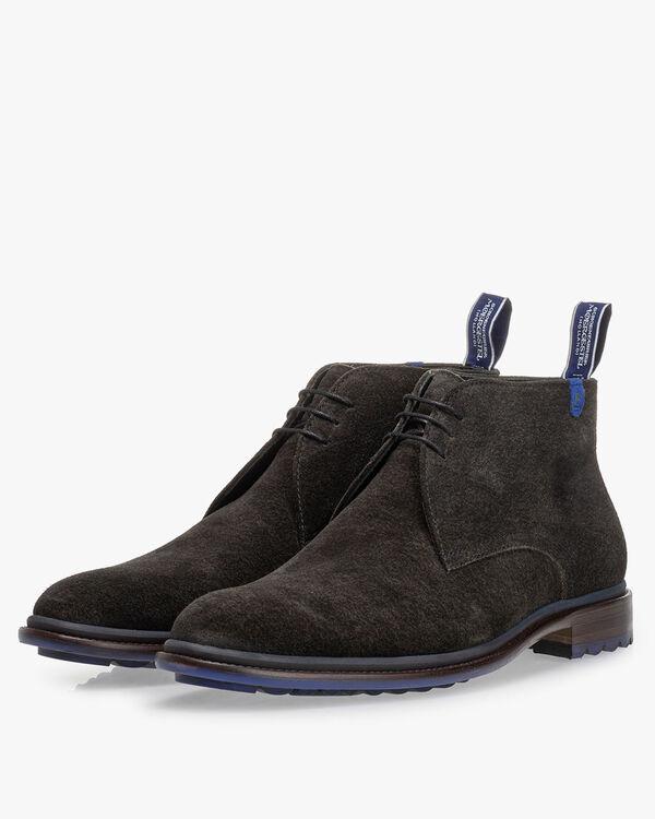 Lace boot suede dark green