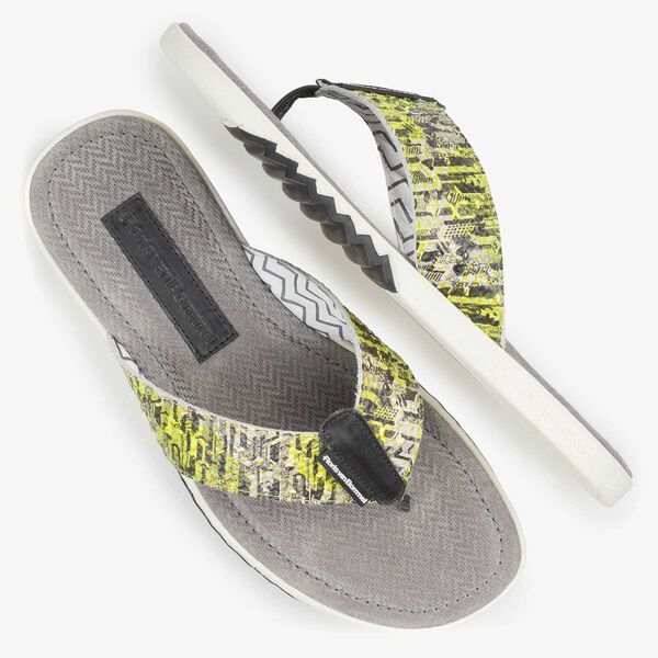 Yellow snake print leather thong slipper