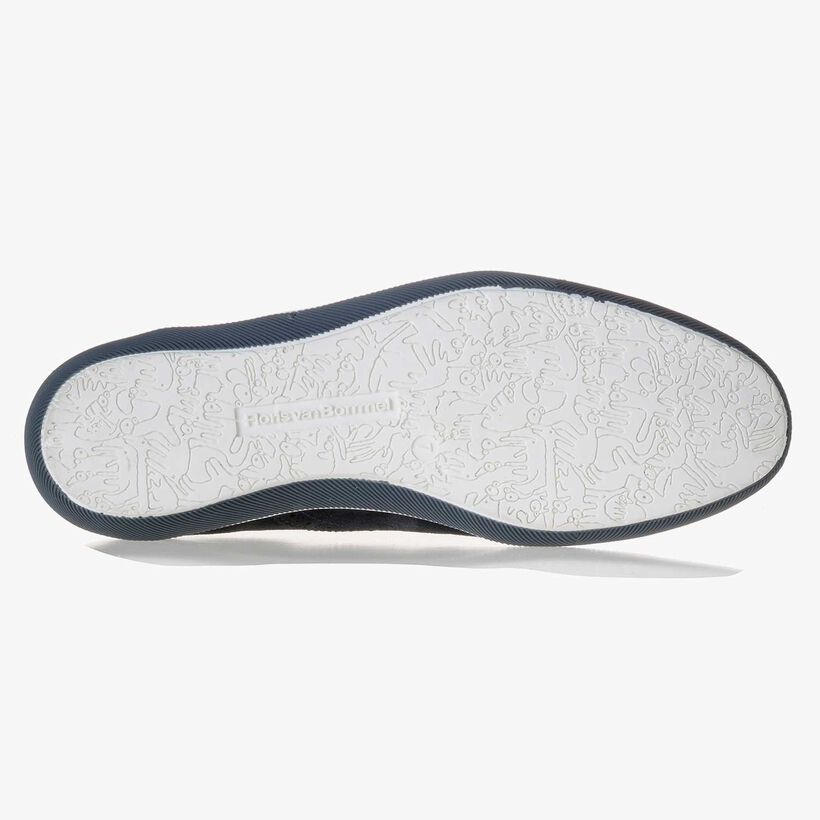 Dark blue suede leather brogue shoe