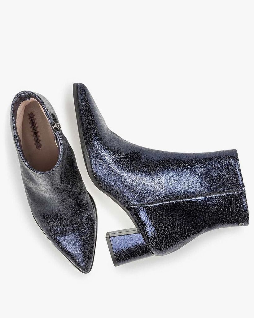 Dark blue ankle boots metallic print