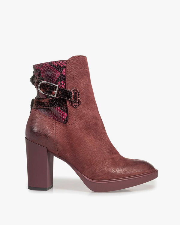 Red nubuck leather ankle boots