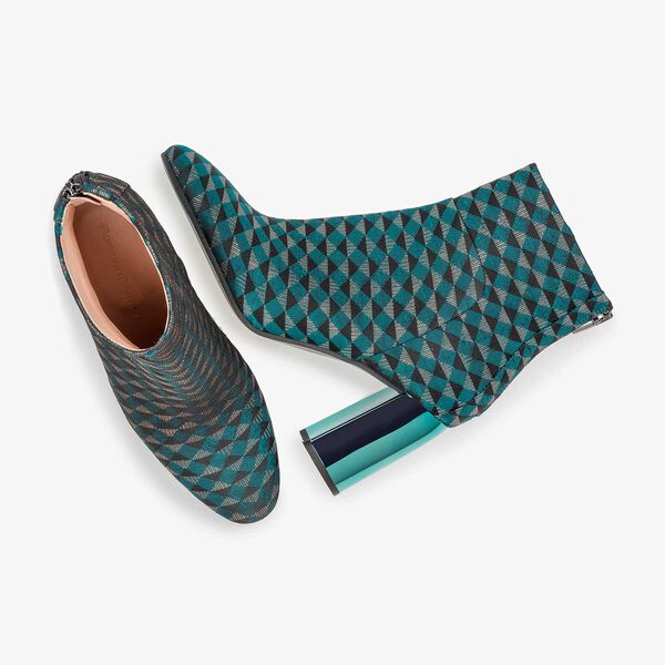 Green ankle boots with graphic print