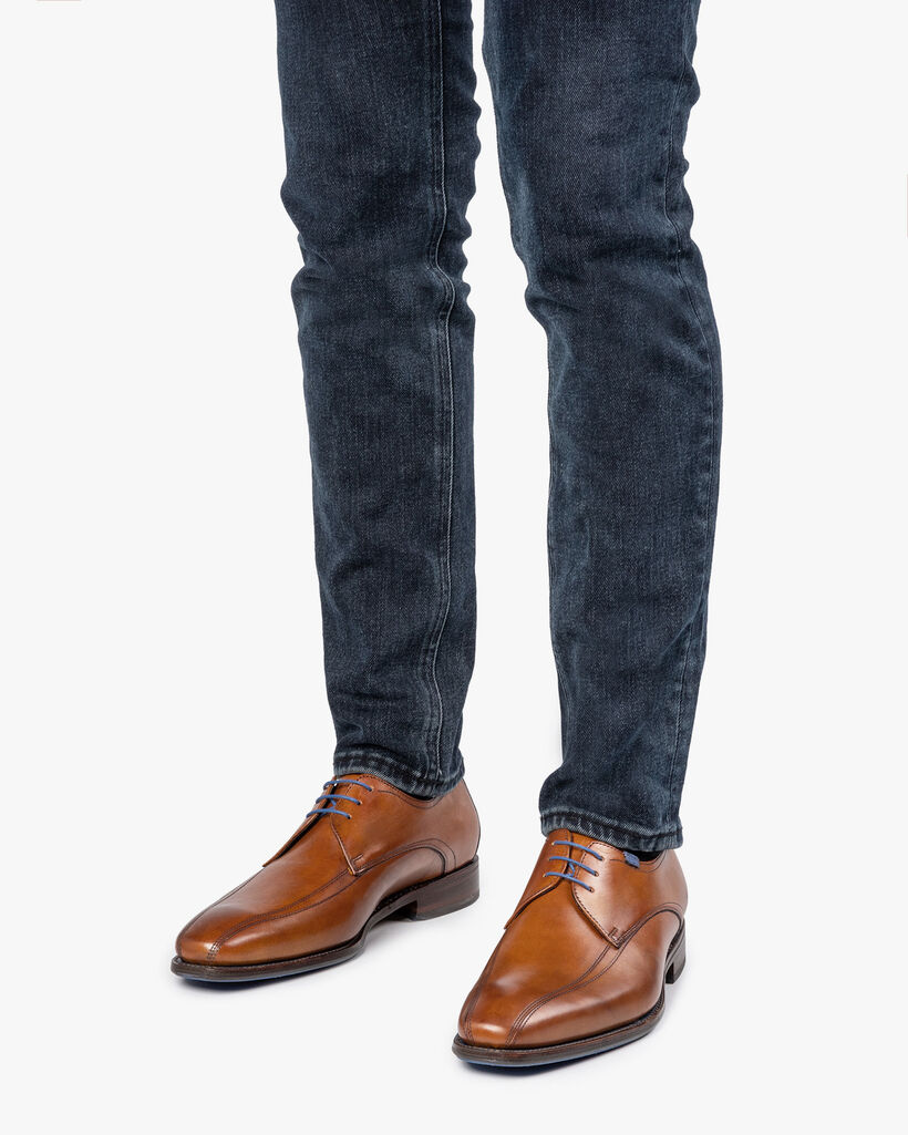 Lace shoe calf leather cognac