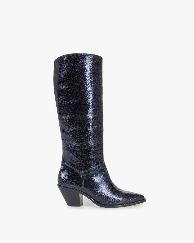 Dark blue boots metallic print