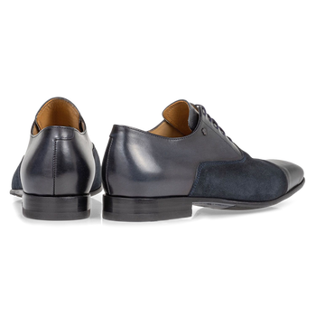 Lace shoe calf lather blue