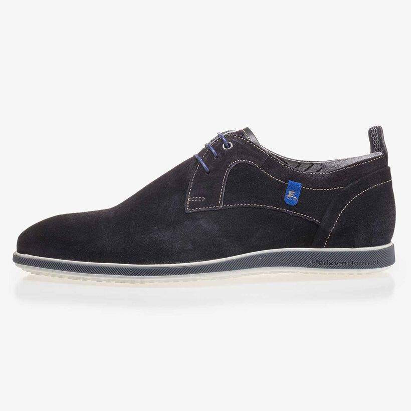 Dark blue suede leather lace shoe