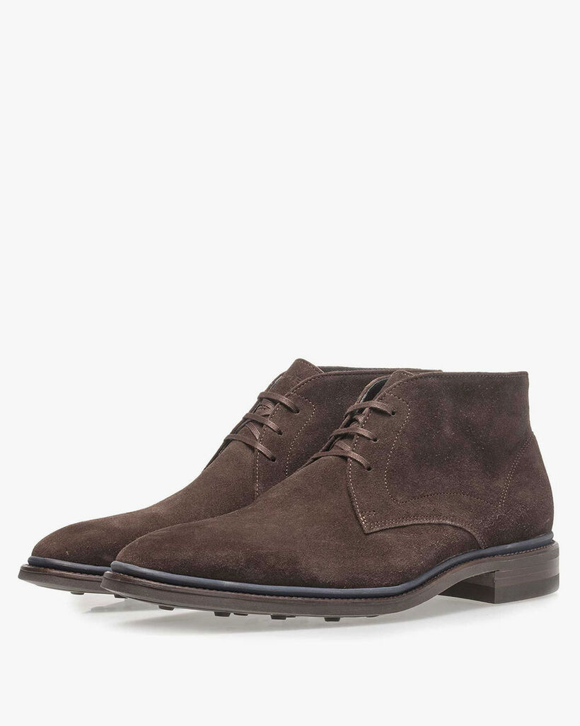 Lace boot suede leather brown