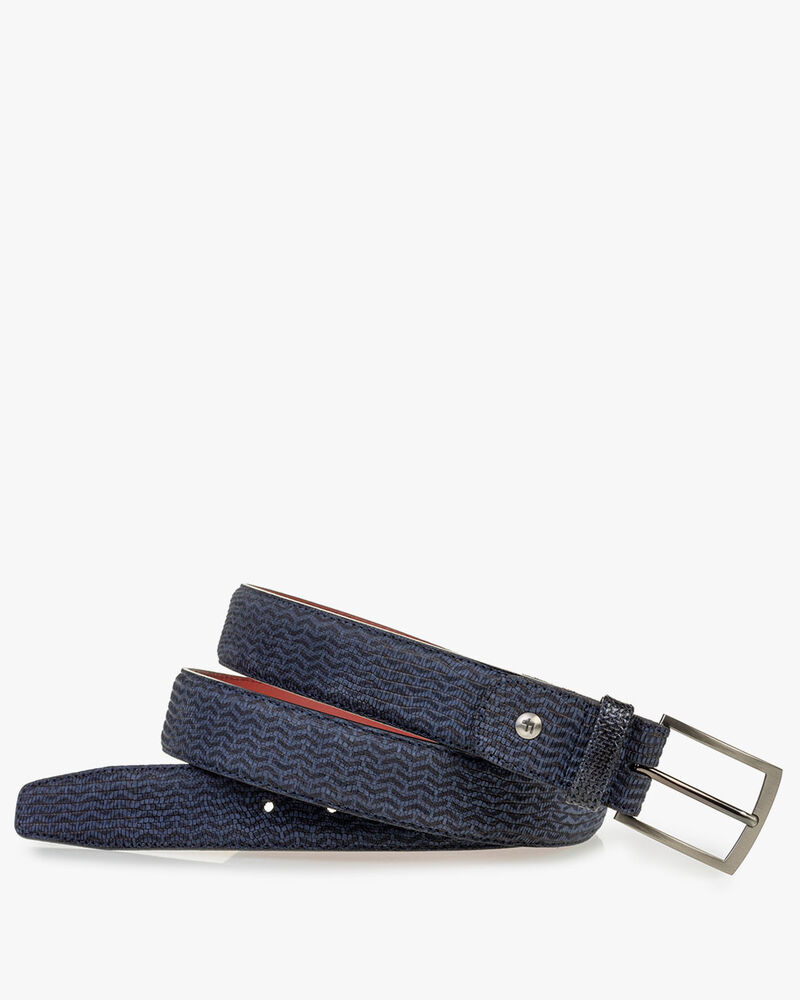 Belt nubuck leather blue