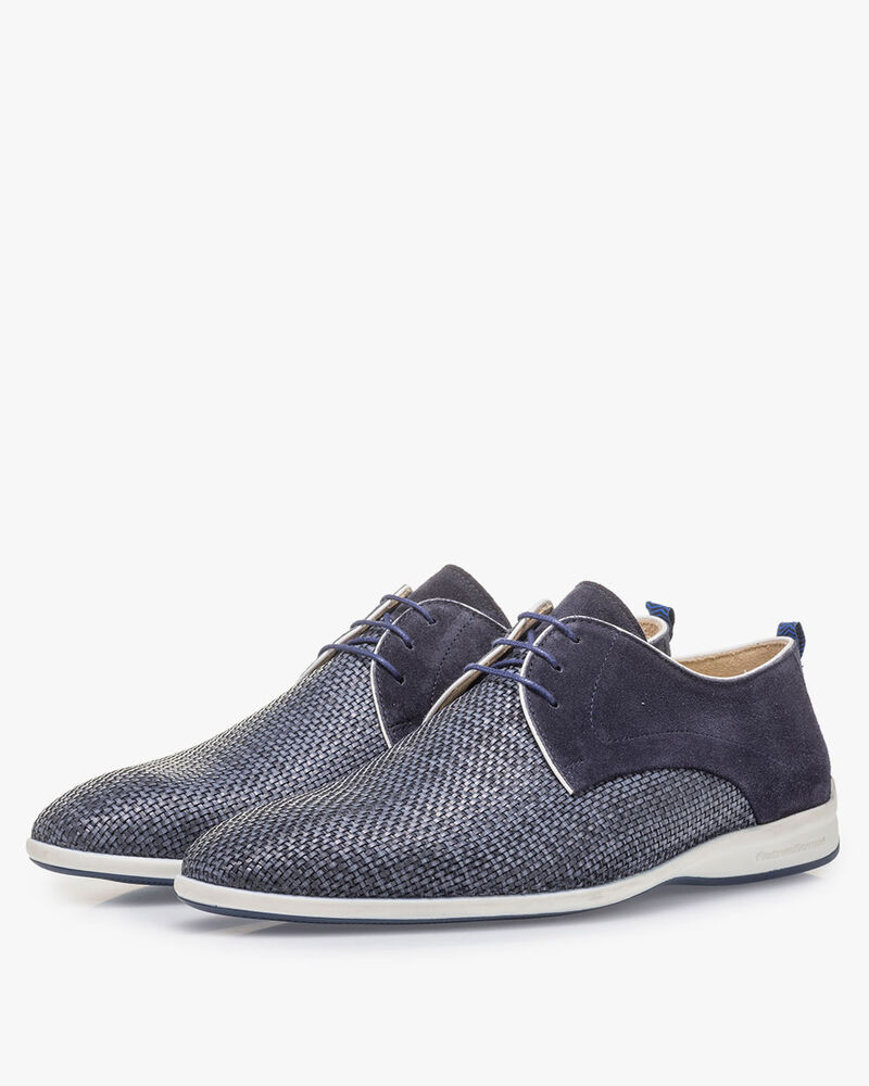 Blue braided lace shoe