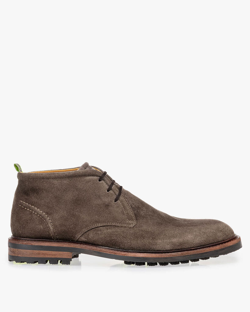 Lace boot suede leather dark taupe