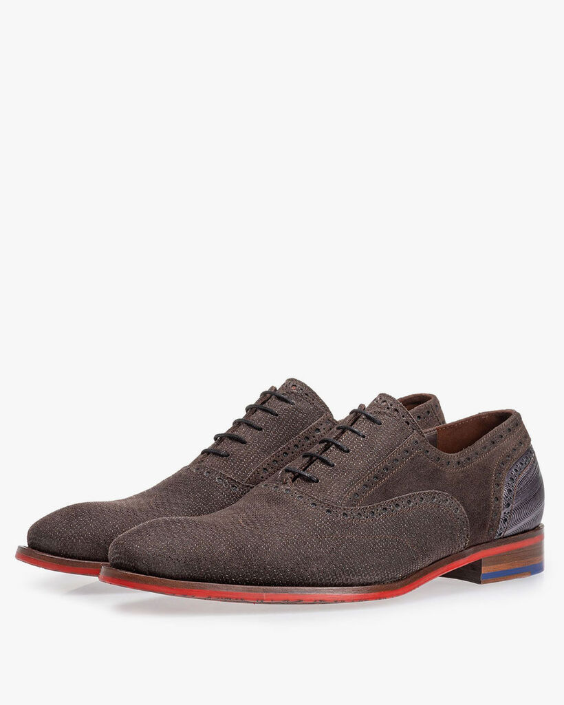 Lace shoe dark brown with print