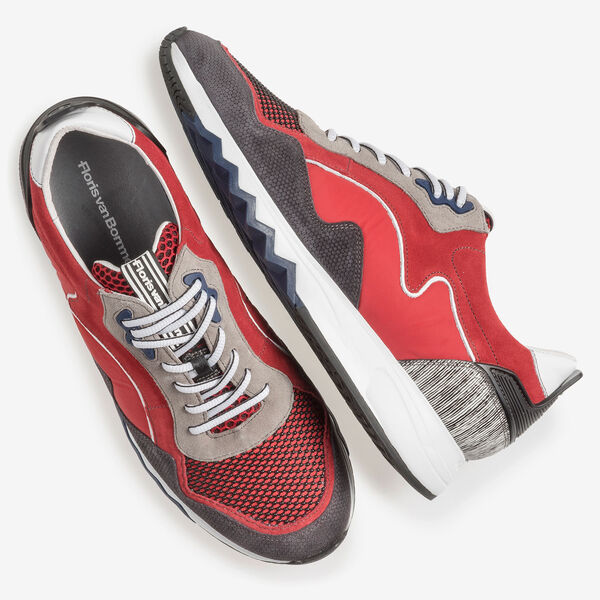 Red suede leather sneaker
