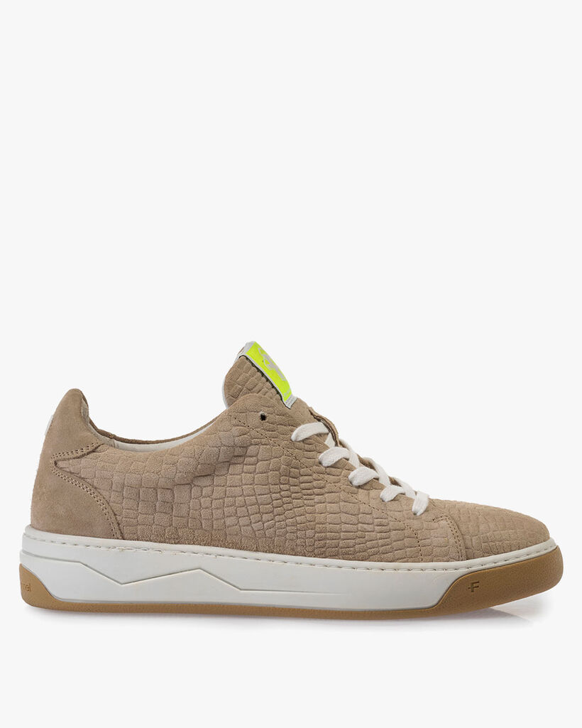 Sneaker printed suede leather beige