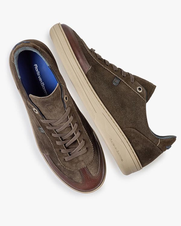 Sneaker suede leather dark green