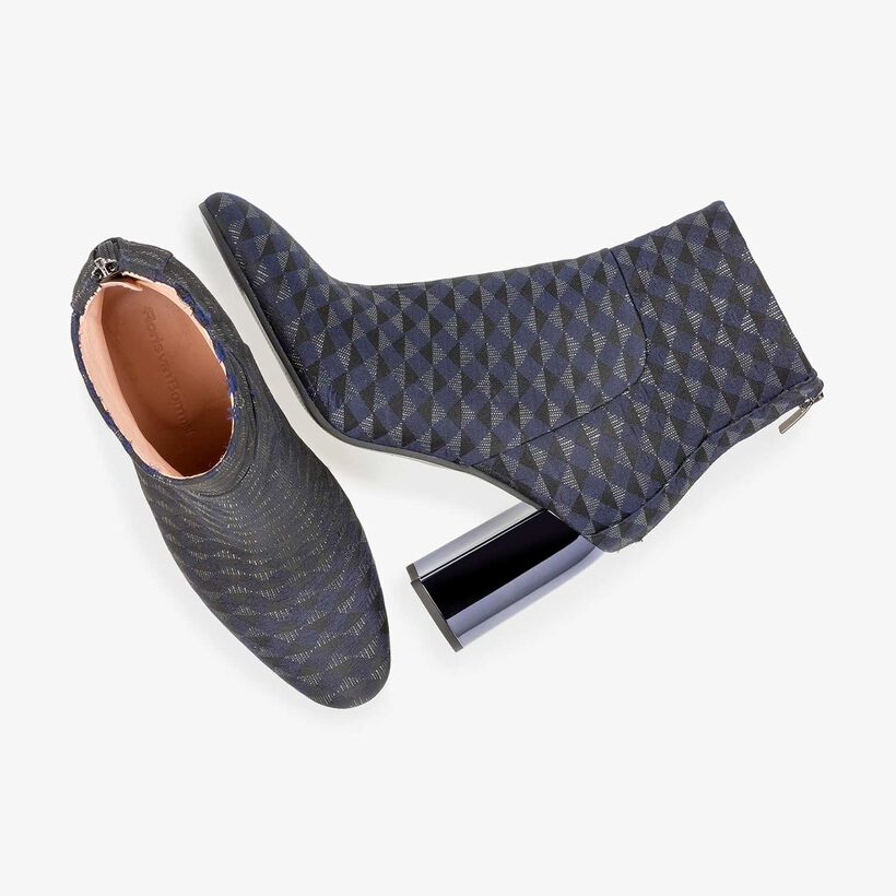 Blue ankle boots with graphic print