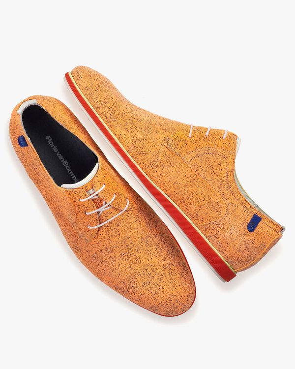 Lace shoe suede leather orange