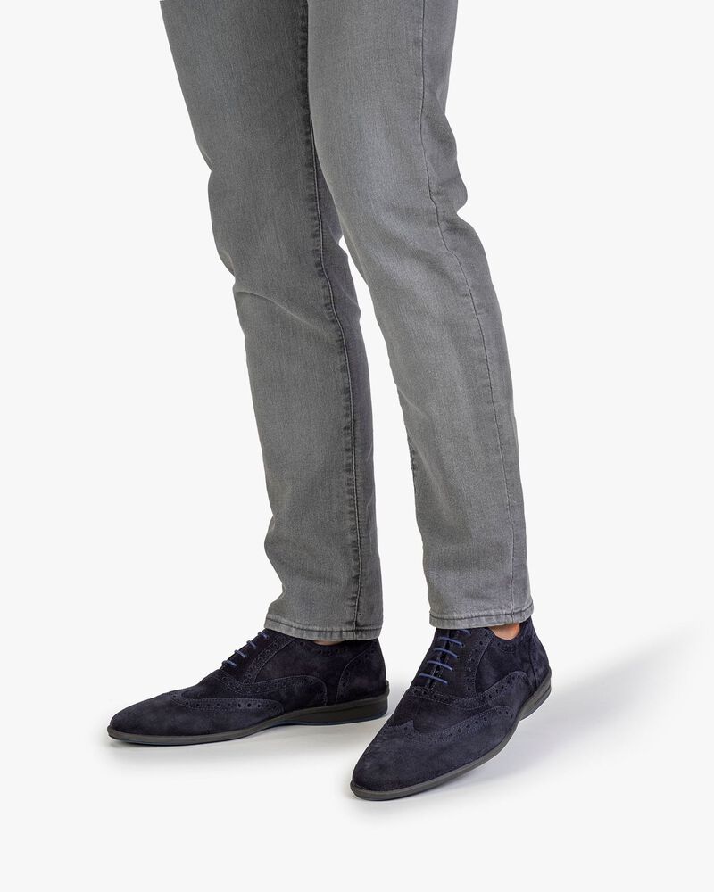 Lace shoe suede leather blue