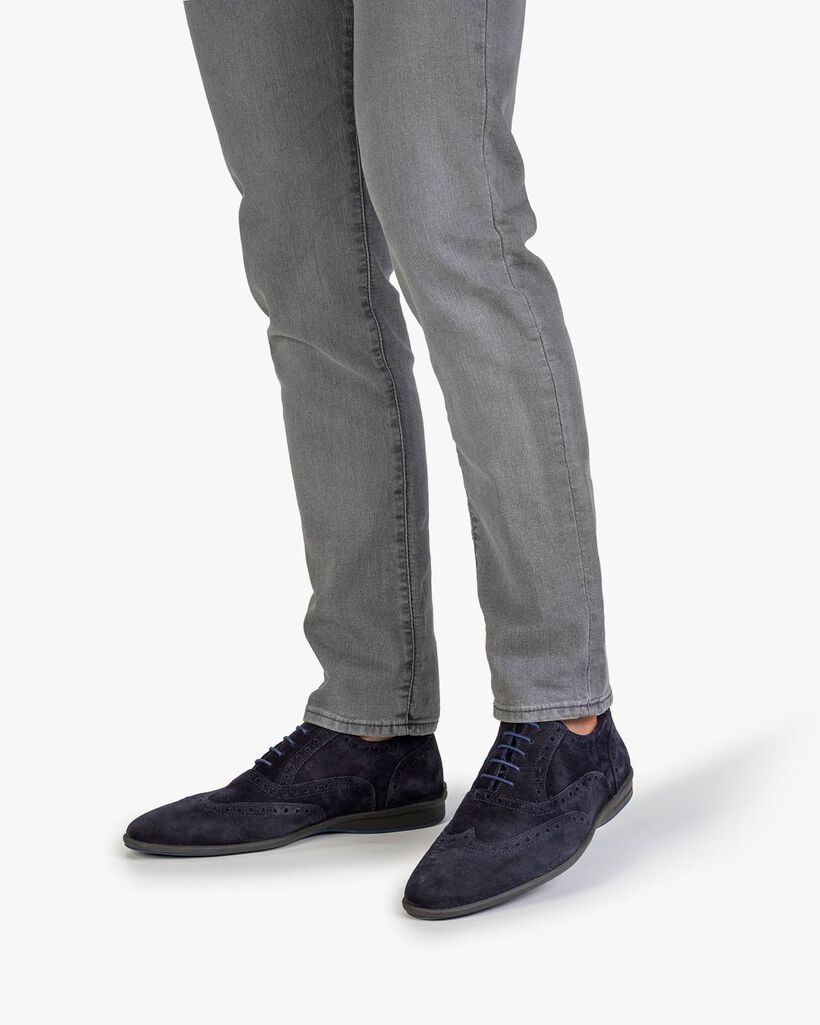 Lace shoe suede leather blue