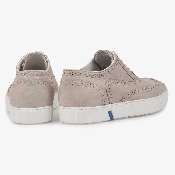 Light grey nubuck leather brogue shoe