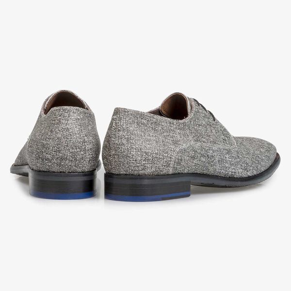 Grey leather lace shoe with white print