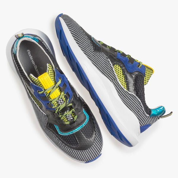 Premium blue and yellow suede leather sneaker