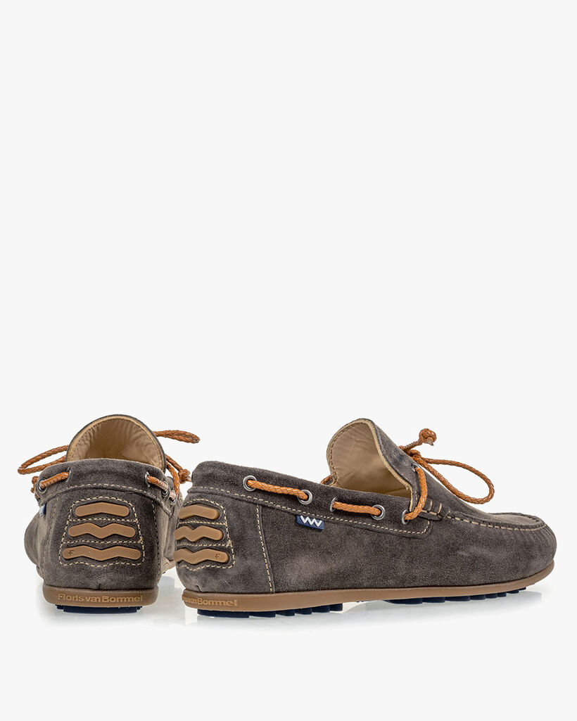 Moccasin suede leather dark grey