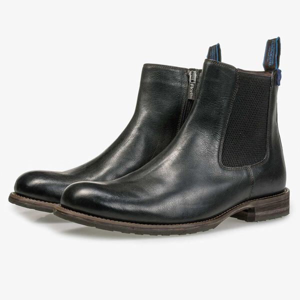 Black wool lined leather Chelsea boot