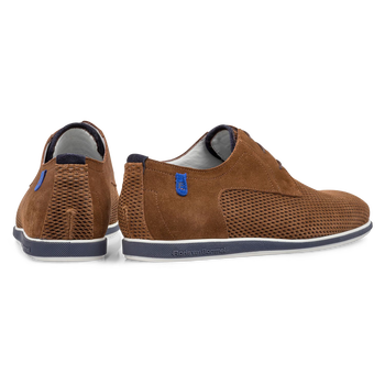 Lace shoe cognac suede leather