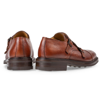 Cognac-coloured calf leather monk