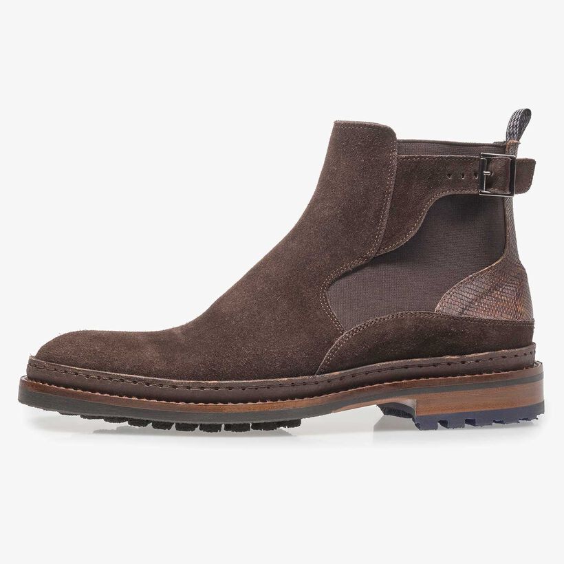 Dark brown suede Chelsea boot