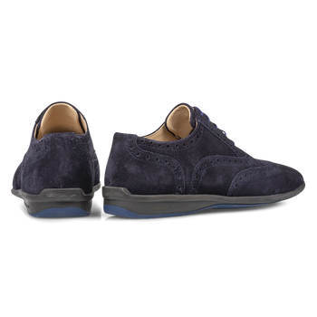 Lace shoe suede leather blue