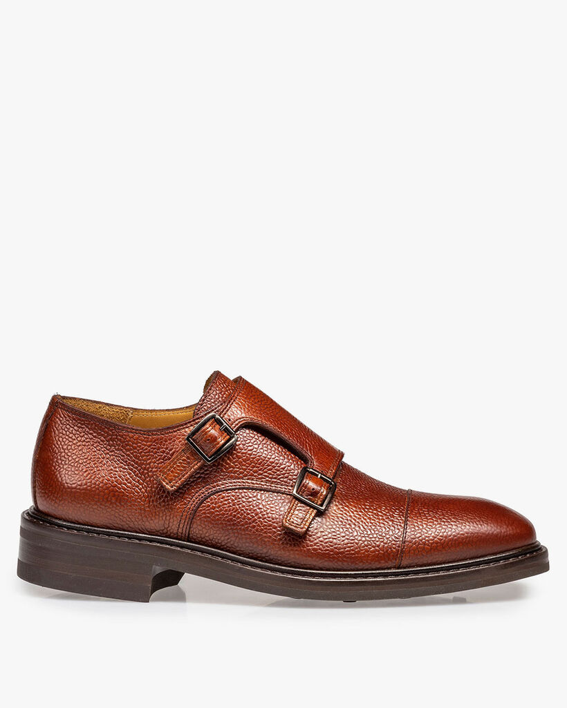 Cognac-coloured calf leather monk