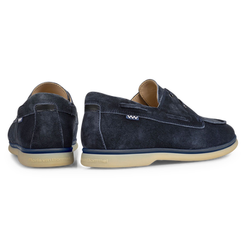 Boat shoe suede leather blue