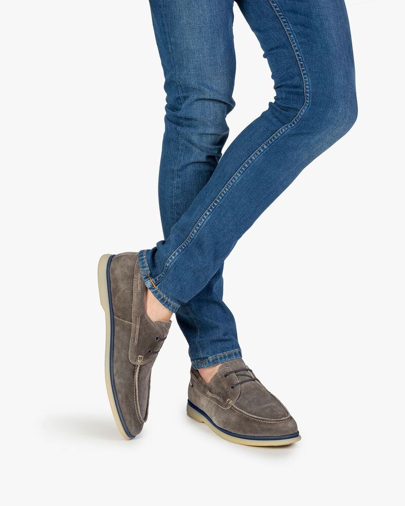 Boat shoe suede leather dark grey
