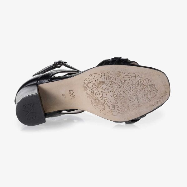 Black leather buckle sandal