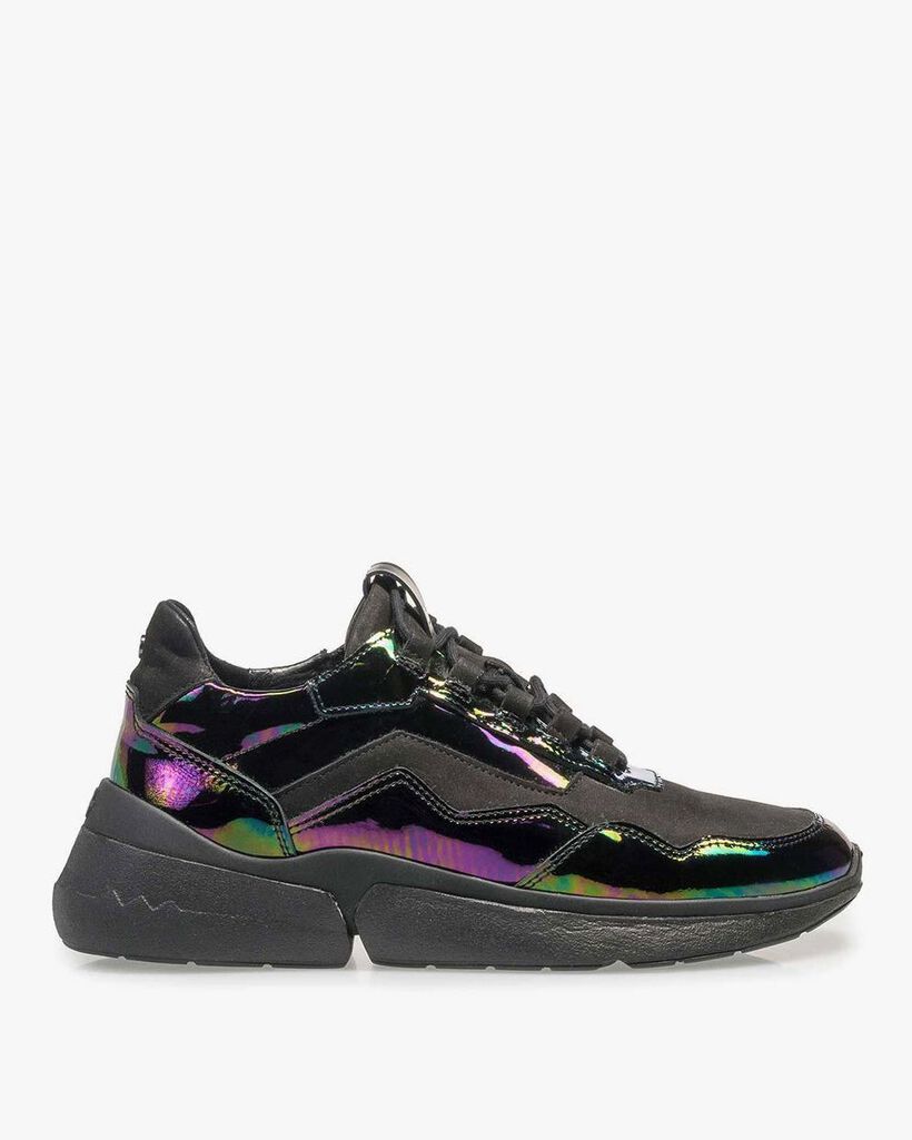 Multi-coloured patent leather sneaker