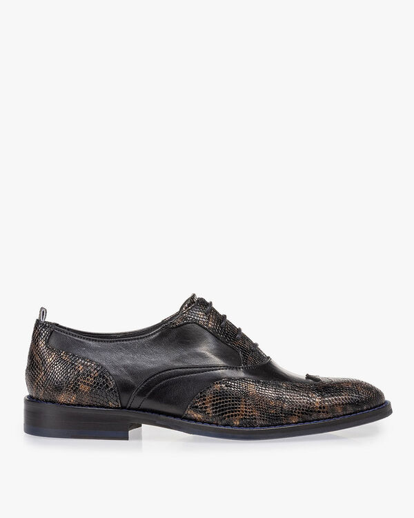 Lace shoe croco print copper