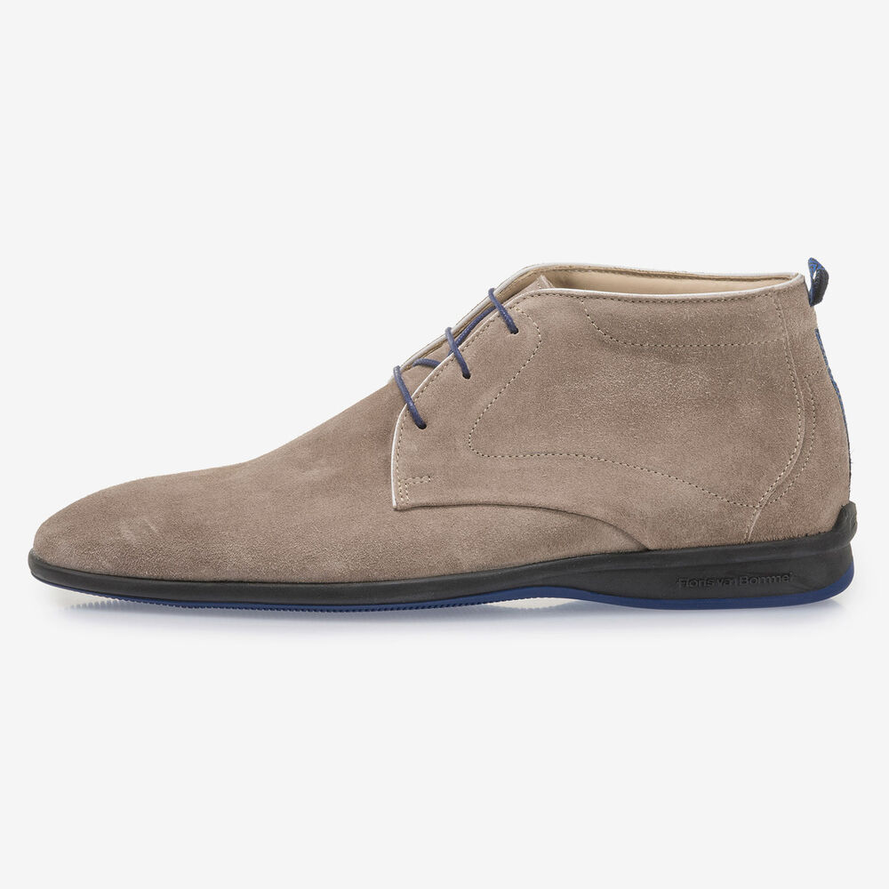 Beige suede leather lace boot