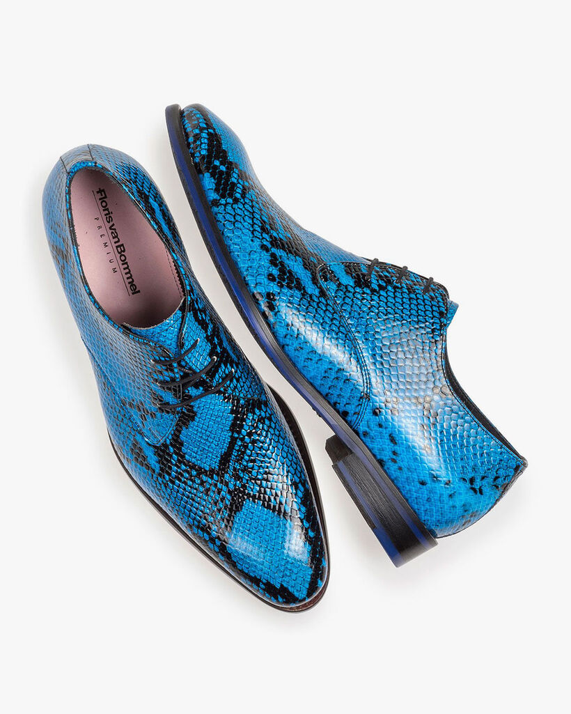 Premium blue lace shoe with snake print