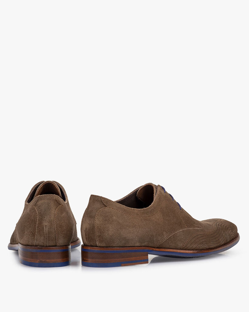 Lace shoe suede leather taupe