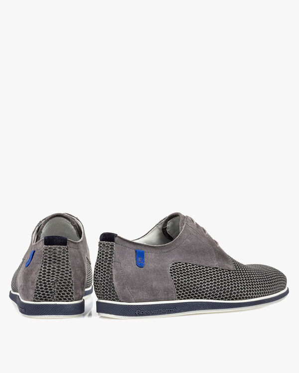 Lace shoe printed suede leather grey