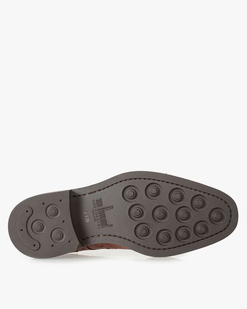 Cognac-coloured leather brogue lace shoe
