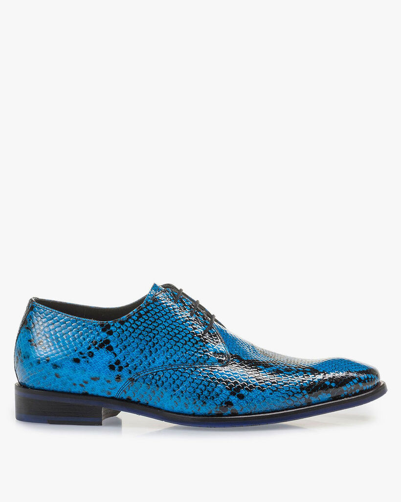 Premium blue lace shoe with snake print