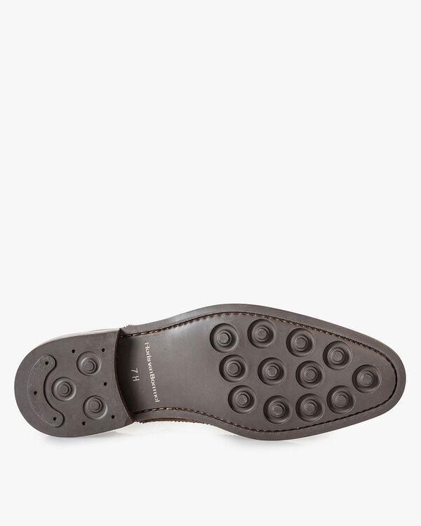 Brogue suede leather dark taupe