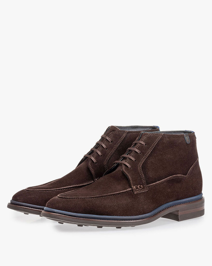 Lace boot brown suede leather
