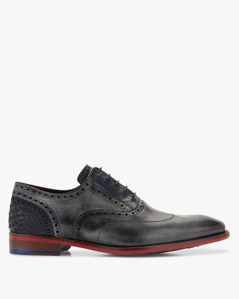 Lace shoe calf leather grey