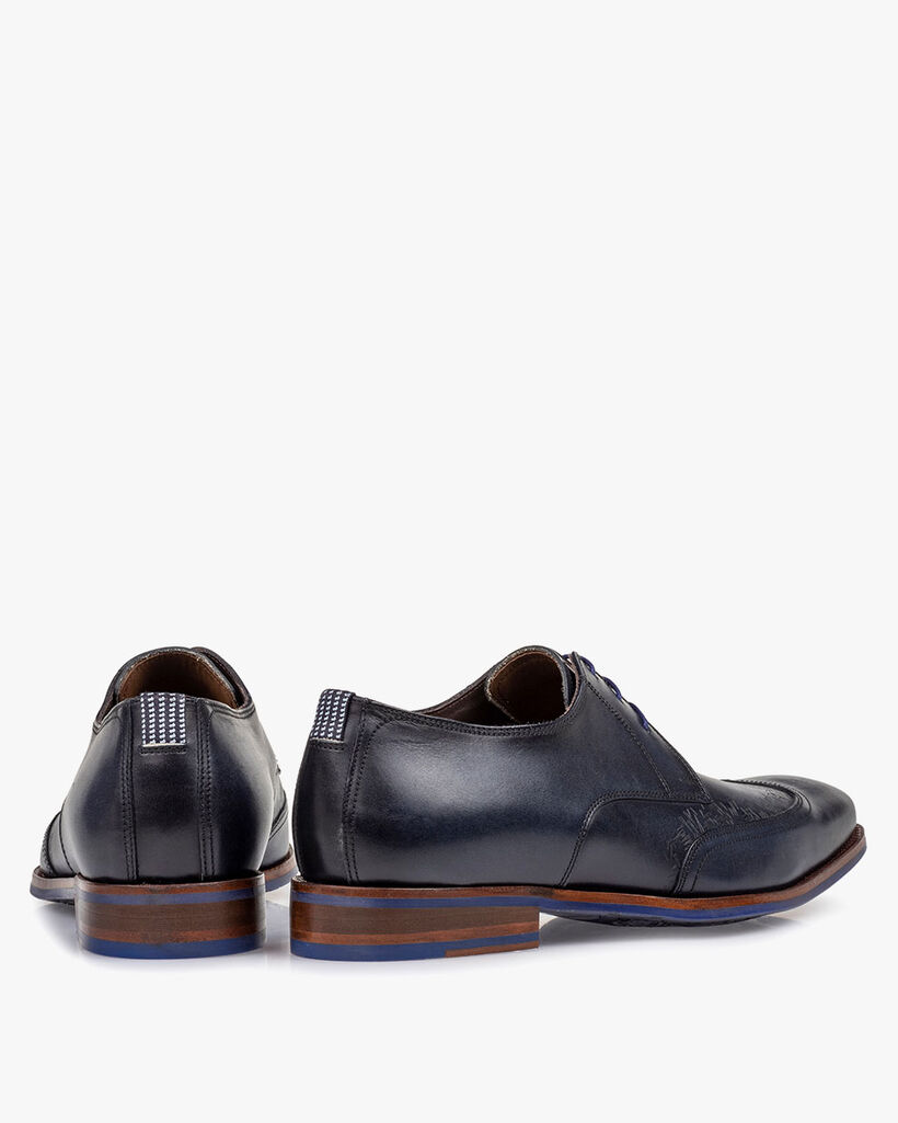 Lace shoe blue calf leather