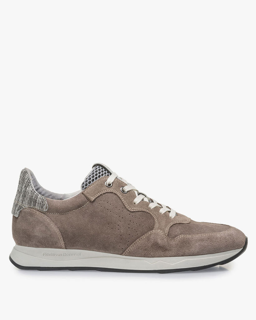 Taupe-coloured suede leather sneaker